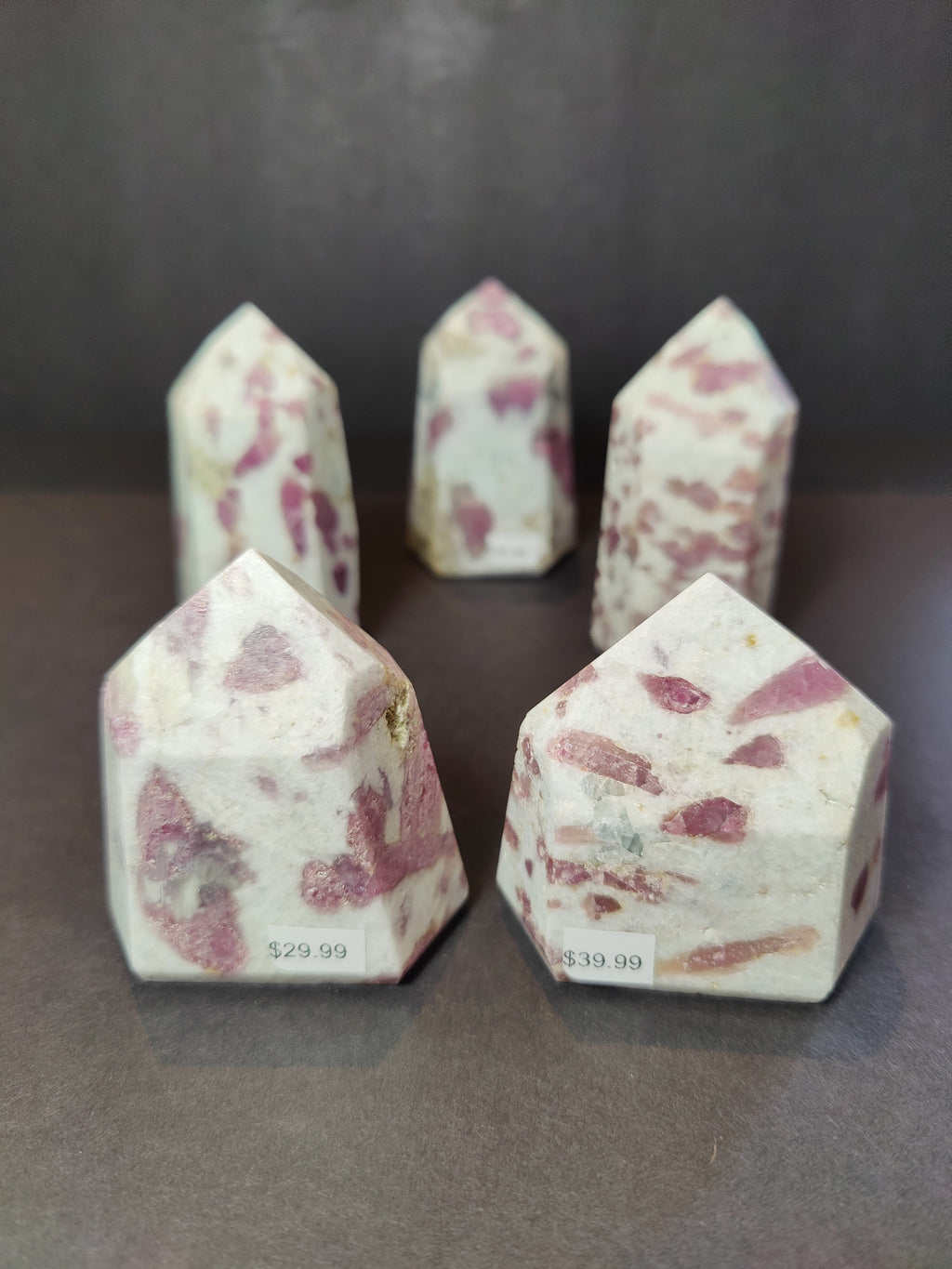 Rubellite (Pink Tourmaline) in Quartz Polished Obelisk Tower Sculpture